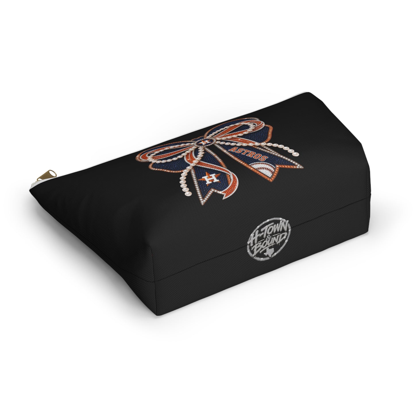 Houston Astros Double Sided Bow Design Accessory Travel Pouch