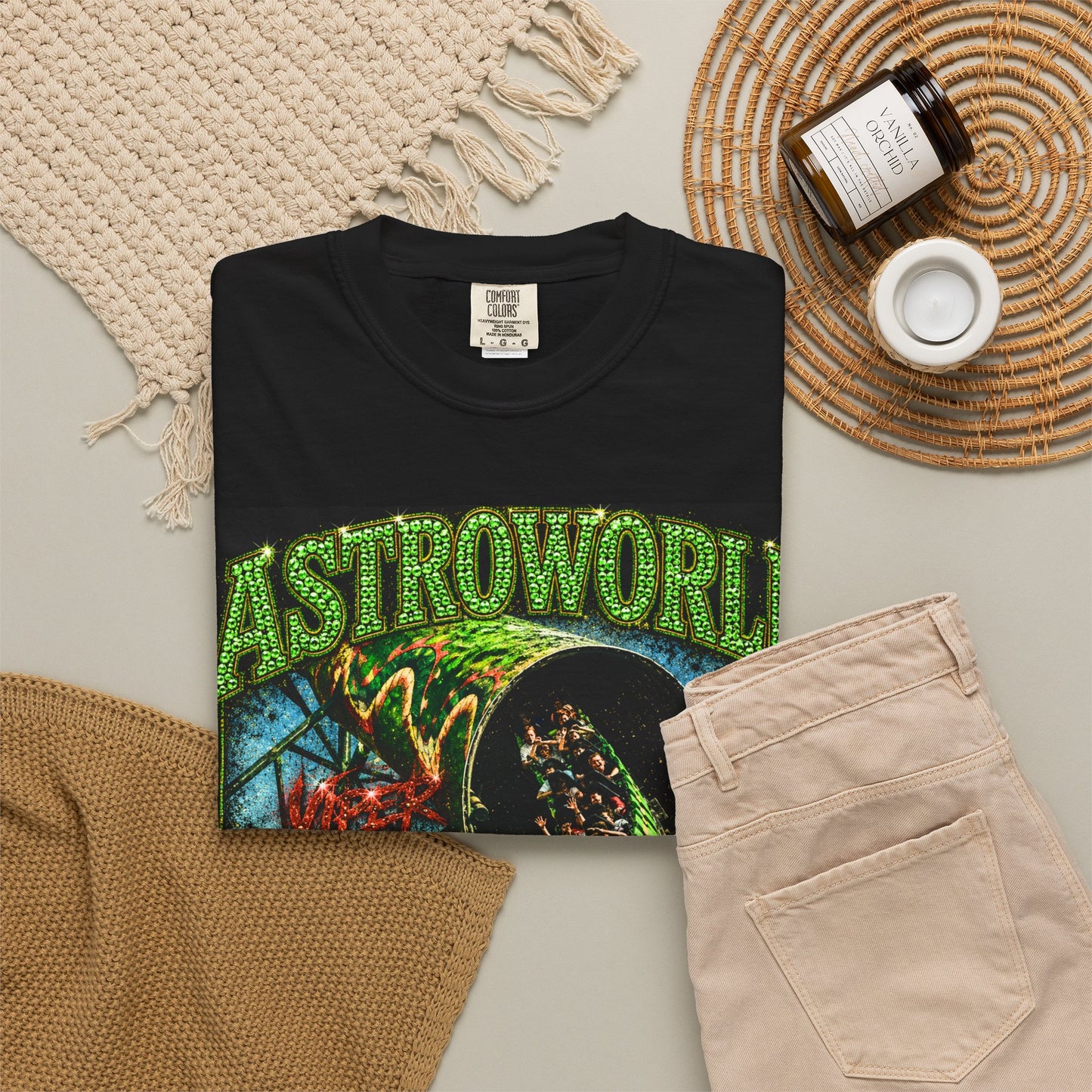 Nostalgic Houston Astroworld Viper Rollercoaster Graphic Tee