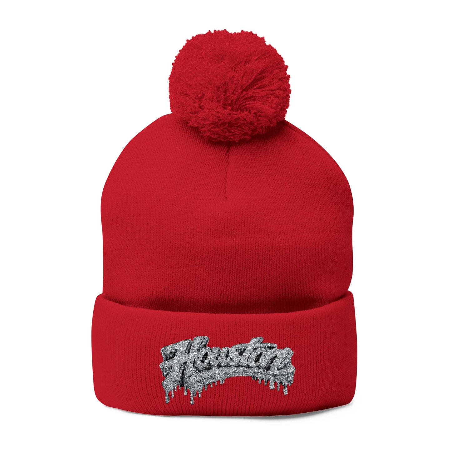 Houston Embroidered Pom-Pom Beanie