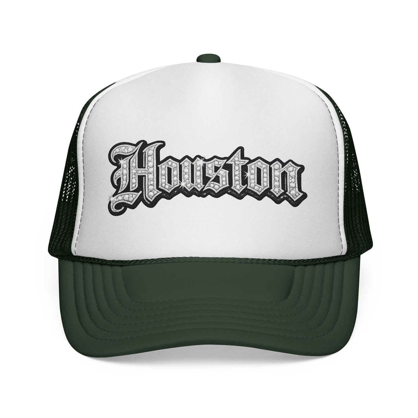 Houston Trucker Hat- Silver Old English