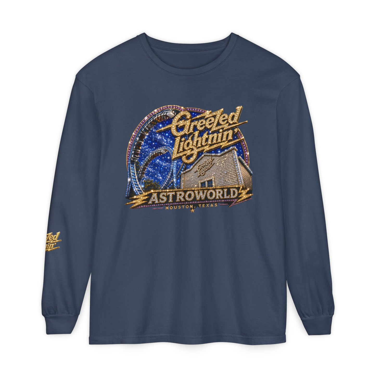 Houston Nostalgia Astroworld Greezed Lightnin Long Sleeve Tee