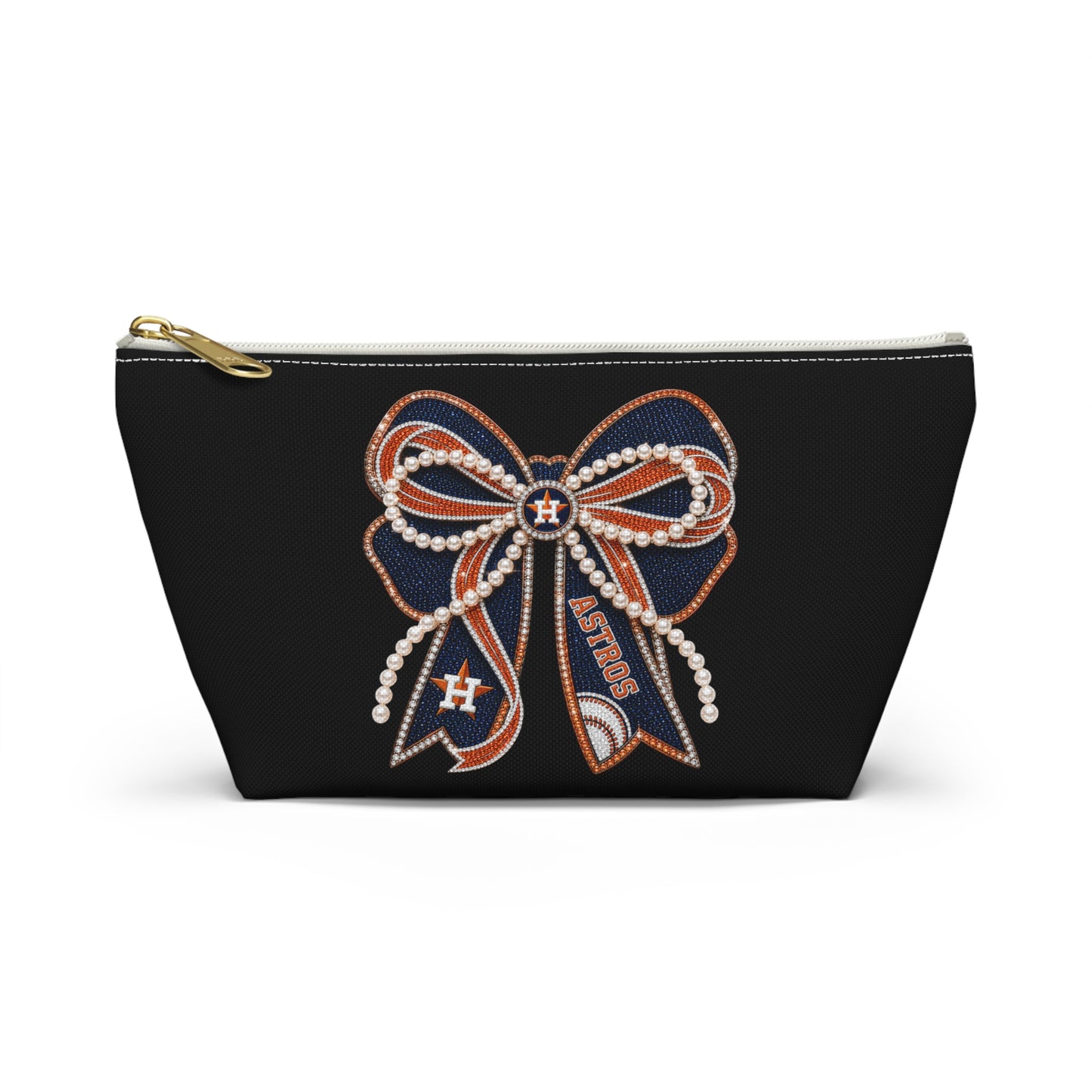Houston Astros Double Sided Bow Design Accessory Travel Pouch