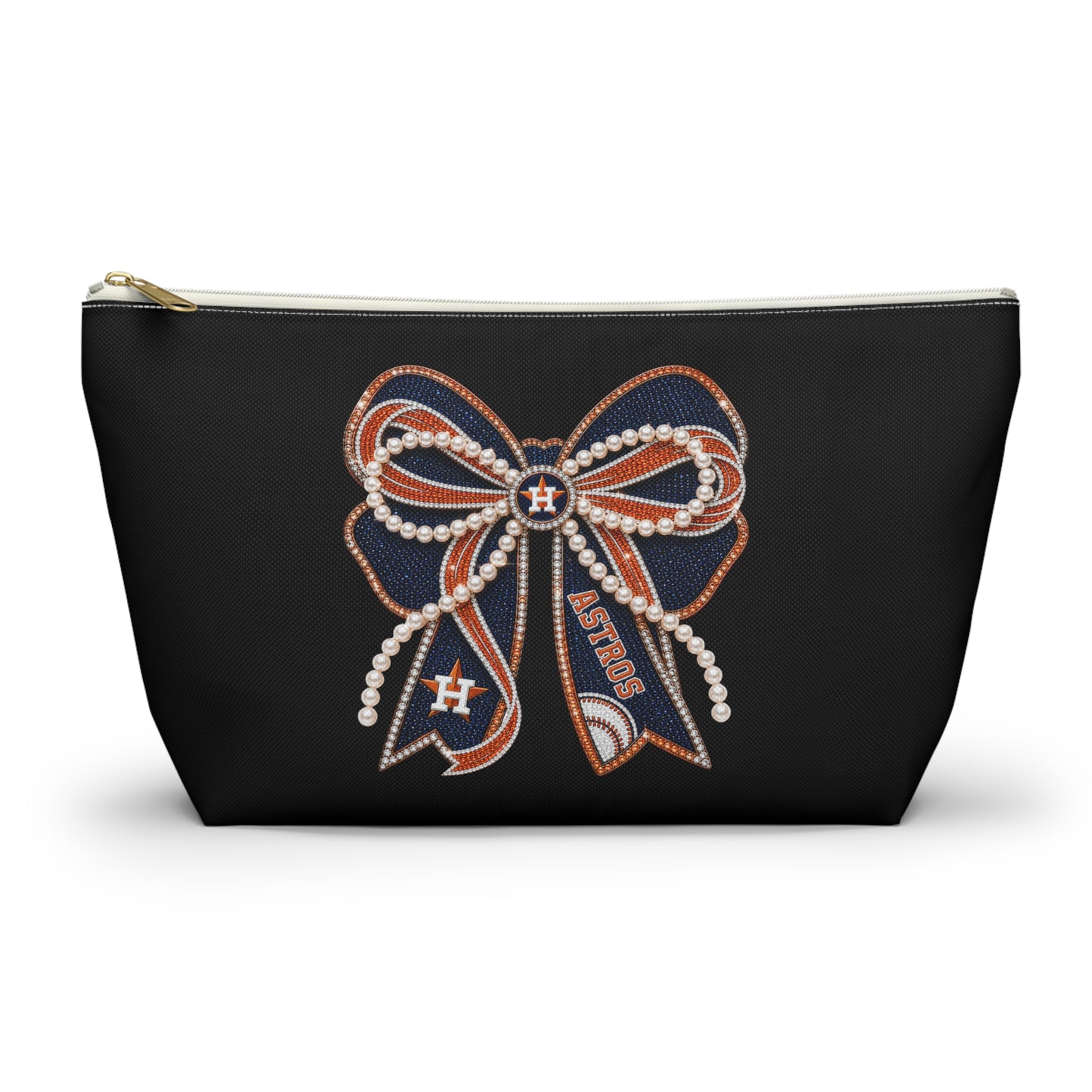 Houston Astros Double Sided Bow Design Accessory Travel Pouch