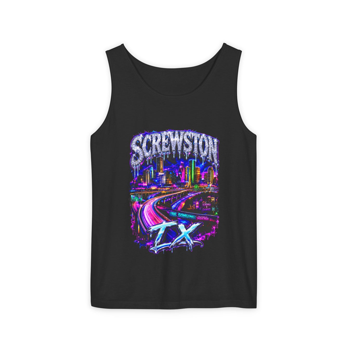 Screwston Texas Graffiti Houston Skyline Graphic Tank Top
