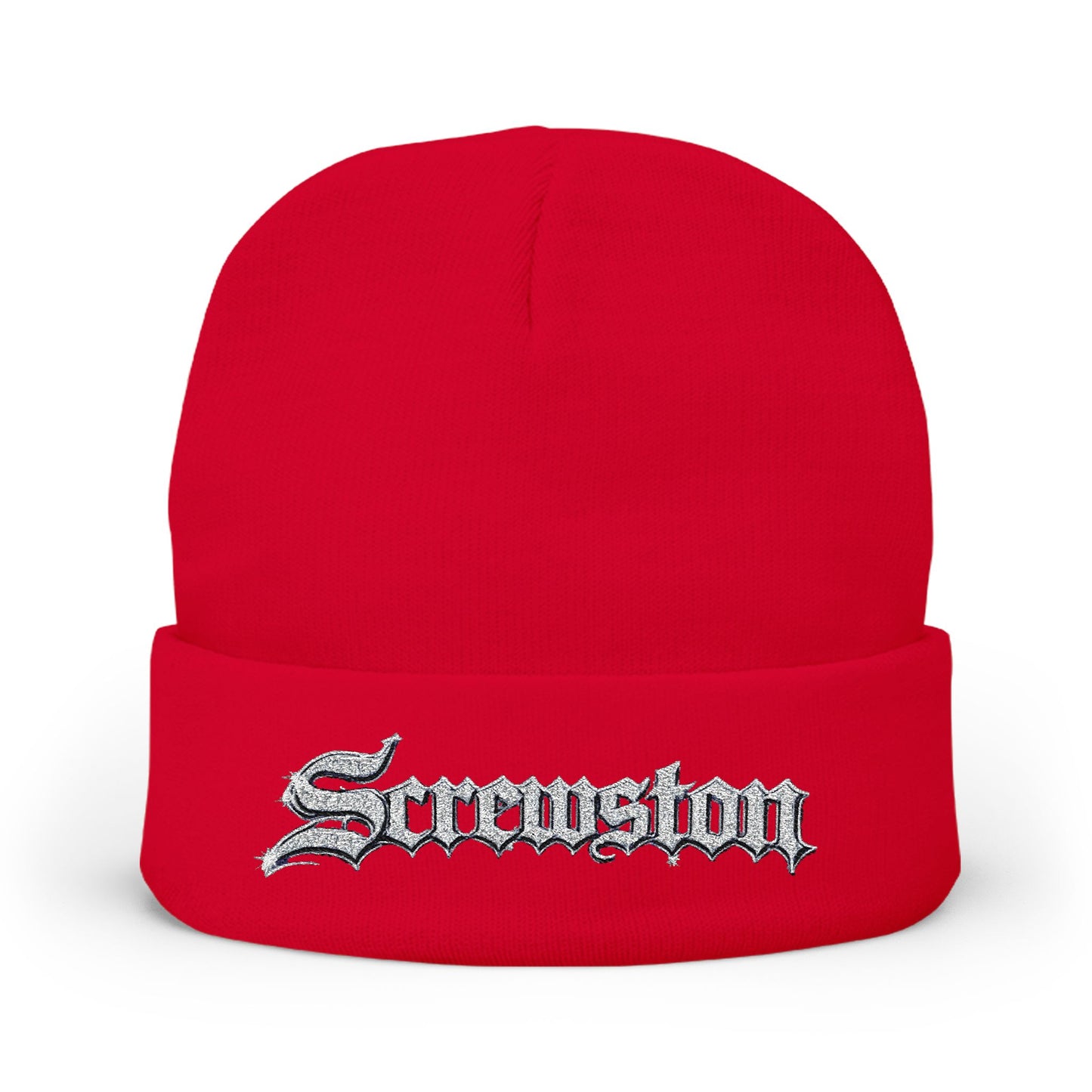 Embroidered Screwston Houston Slang  Knit Beanie
