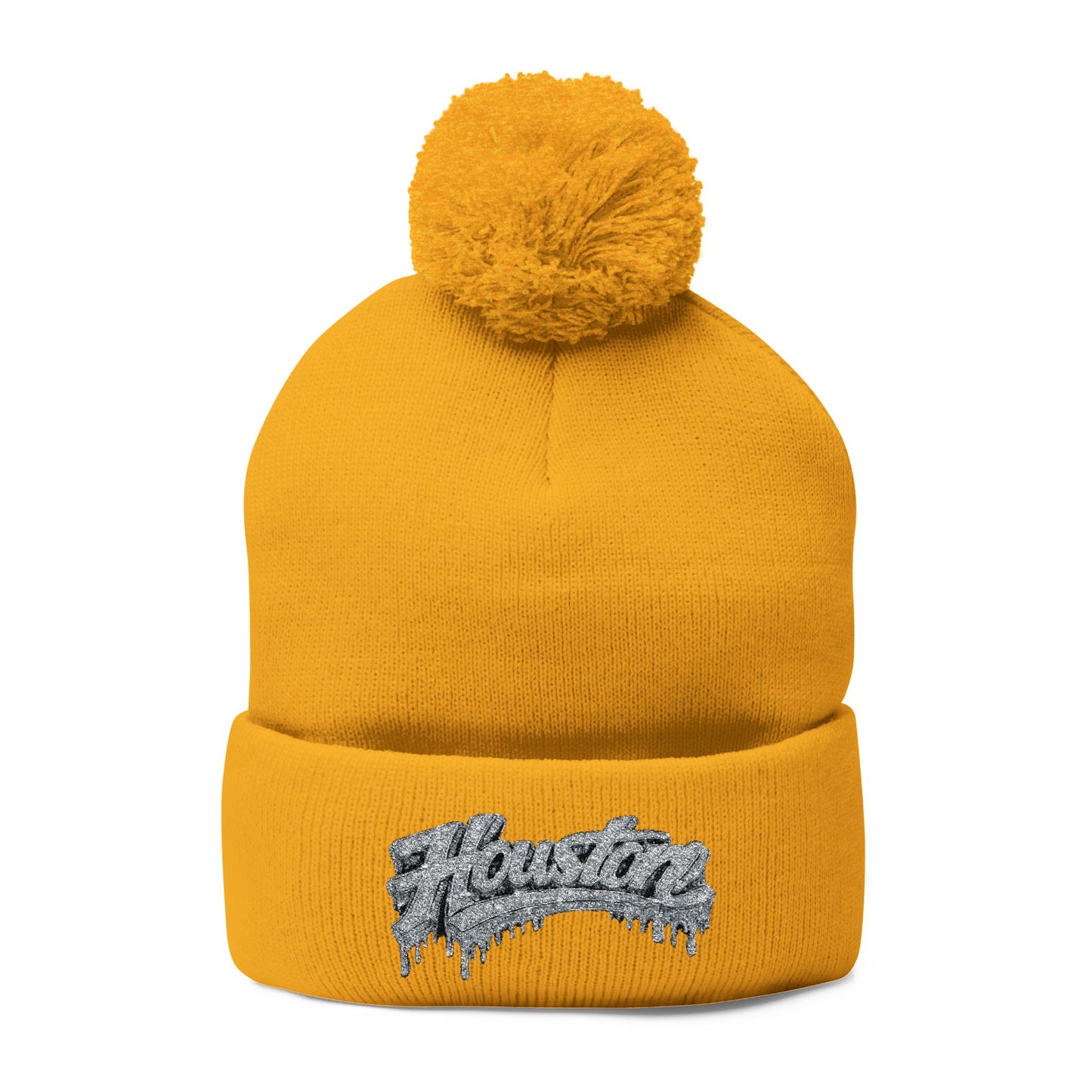 Houston Embroidered Pom-Pom Beanie