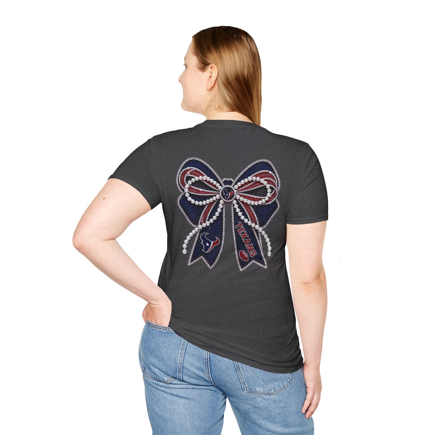 Houston Texans Double Sided Bow Design Graphic Tee