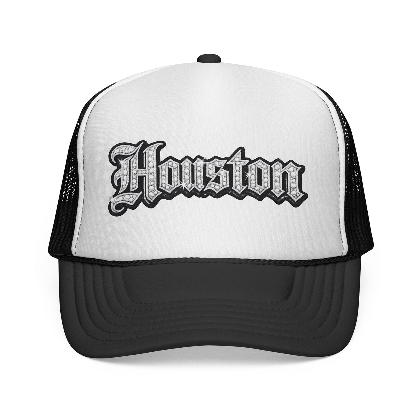 Houston Trucker Hat- Silver Old English