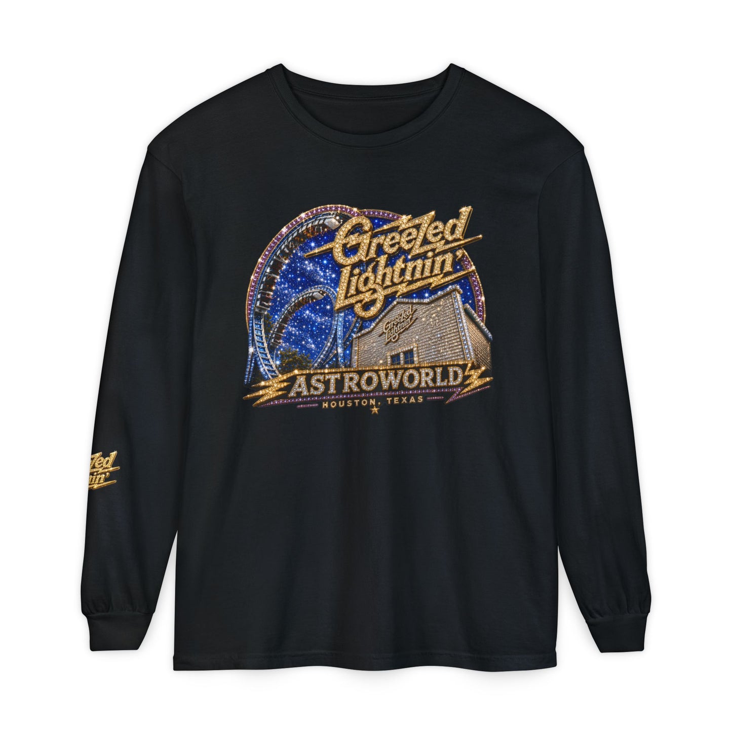 Houston Nostalgia Astroworld Greezed Lightnin Long Sleeve Tee