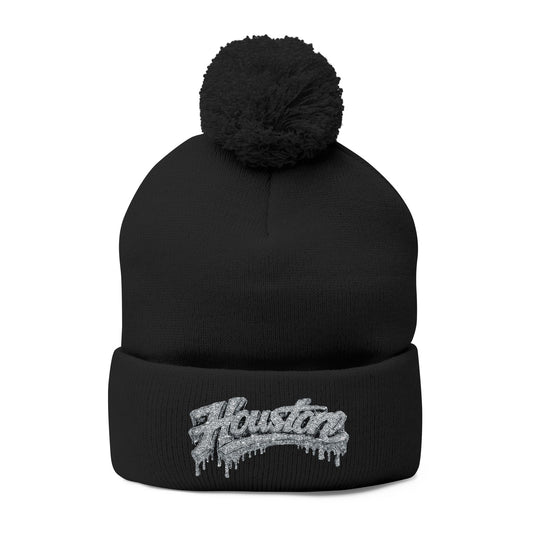 Houston Embroidered Pom-Pom Beanie