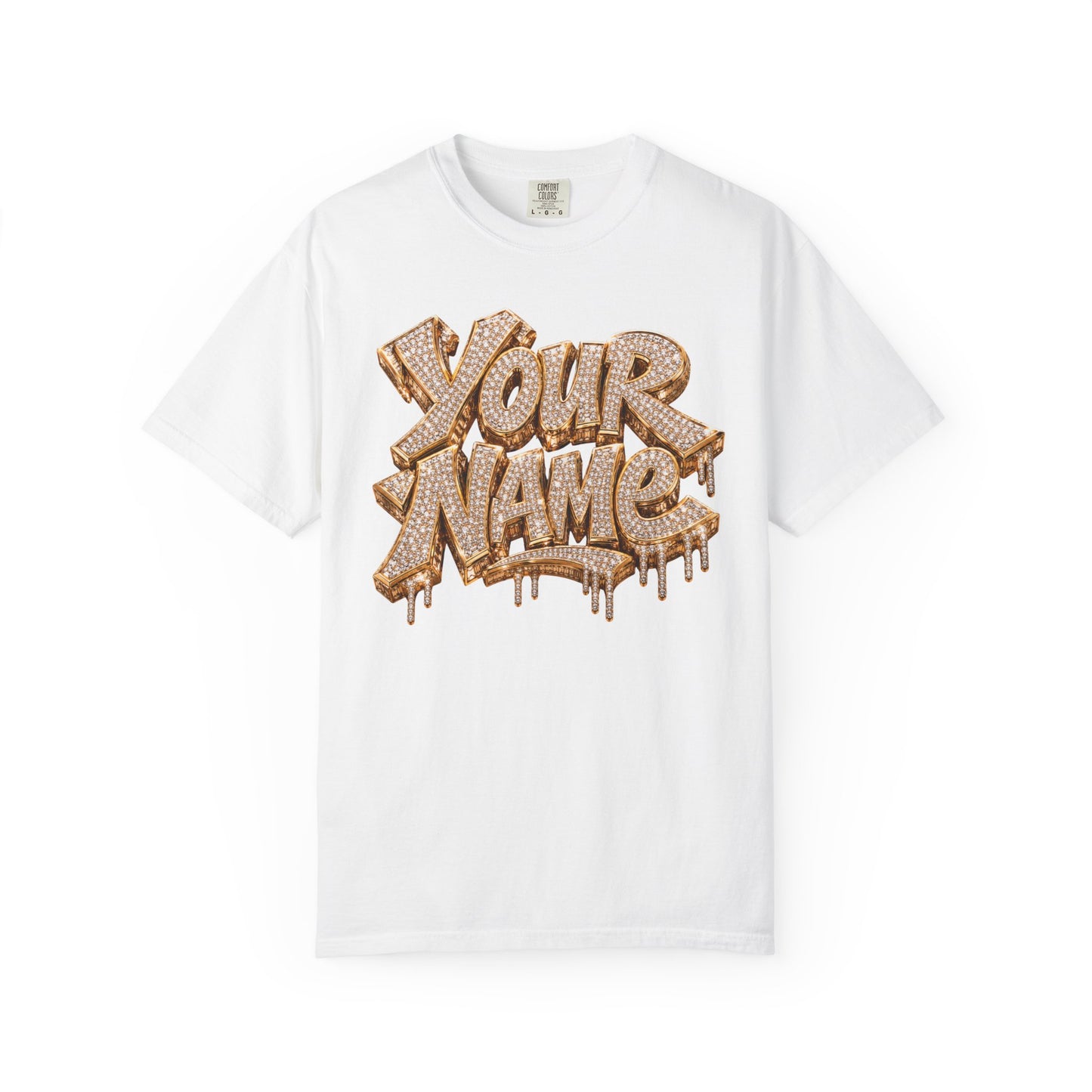 Gold Ice Drip Custom Name Tee