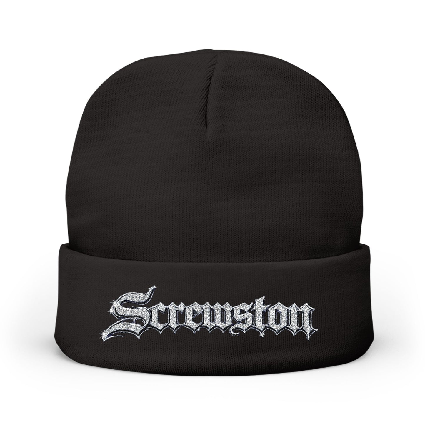 Embroidered Screwston Houston Slang  Knit Beanie