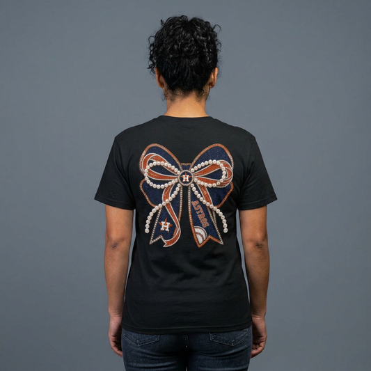 Houston Astros Double Sided Bow Design Graphic Tee