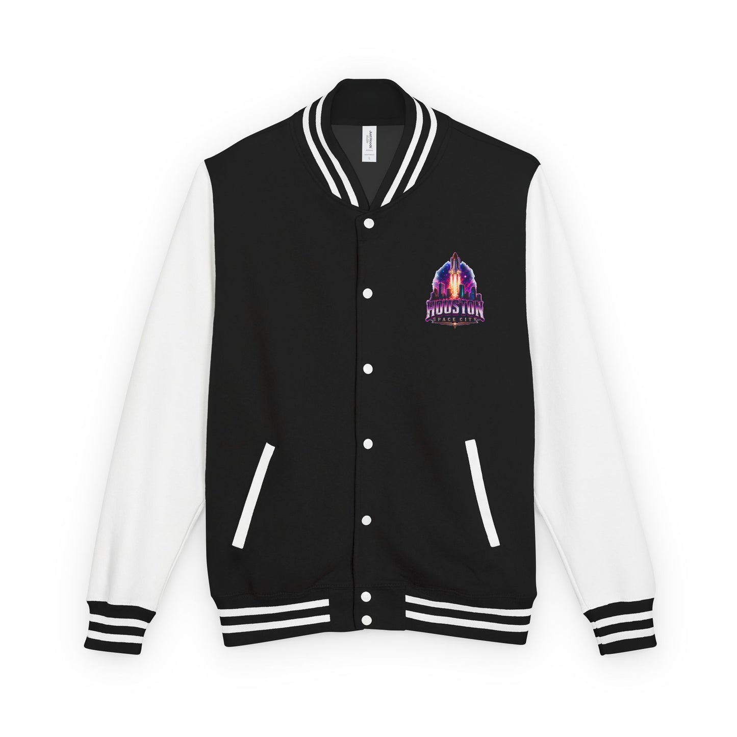 Retro Houston Space City Graphic Unisex Heavyweight Letterman Jacket