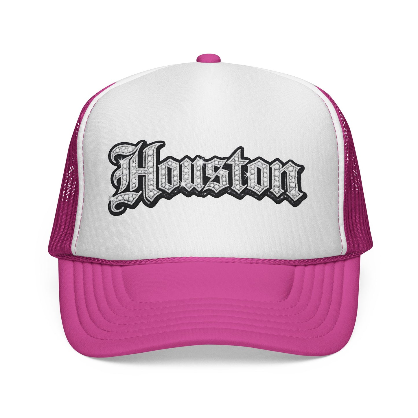 Houston Trucker Hat- Silver Old English